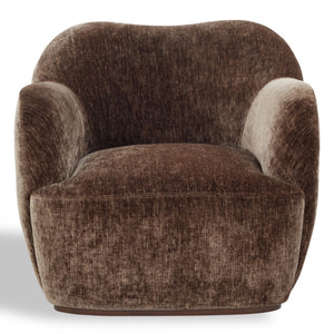 Safavieh Elizandra Chenille Swivel Accent Chair Foam Cushioned Wood Frame for Living Room BROWN SFV5152A
