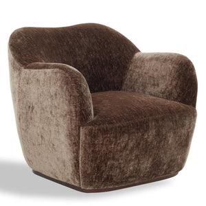 Safavieh Elizandra Chenille Swivel Accent Chair Foam Cushioned Wood Frame for Living Room BROWN SFV5152A