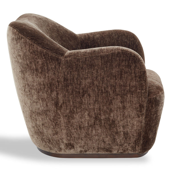 Safavieh Elizandra Chenille Swivel Accent Chair Foam Cushioned Wood Frame for Living Room BROWN SFV5152A