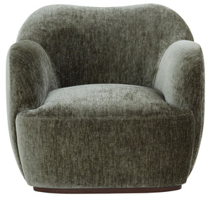 Safavieh Elizandra Chenille Swivel Accent Chair Foam Cushioned Wood Frame for Living Room OLIVE GREEN SFV5152B