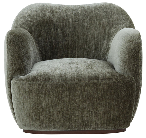 Safavieh Elizandra Chenille Swivel Accent Chair Foam Cushioned Wood Frame for Living Room OLIVE GREEN SFV5152B