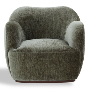 Safavieh Elizandra Chenille Swivel Accent Chair Foam Cushioned Wood Frame for Living Room OLIVE GREEN SFV5152B