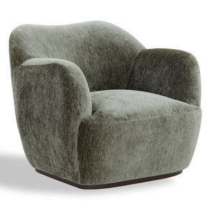 Safavieh Elizandra Chenille Swivel Accent Chair Foam Cushioned Wood Frame for Living Room OLIVE GREEN SFV5152B