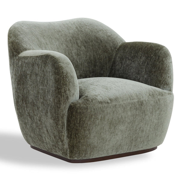 Safavieh Elizandra Chenille Swivel Accent Chair Foam Cushioned Wood Frame for Living Room OLIVE GREEN SFV5152B