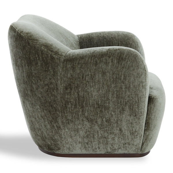 Safavieh Elizandra Chenille Swivel Accent Chair Foam Cushioned Wood Frame for Living Room OLIVE GREEN SFV5152B