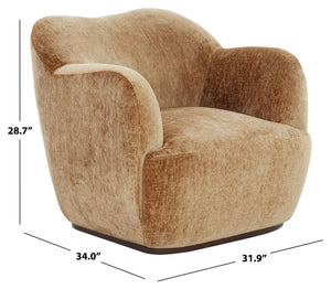 Safavieh Elizandra Chenille Swivel Accent Chair Foam Cushioned Wood Frame for Living Room AMBER SFV5152C