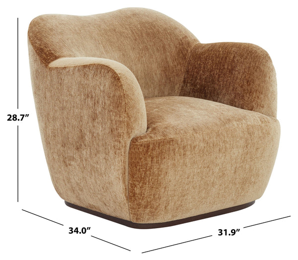 Safavieh Elizandra Chenille Swivel Accent Chair Foam Cushioned Wood Frame for Living Room AMBER SFV5152C