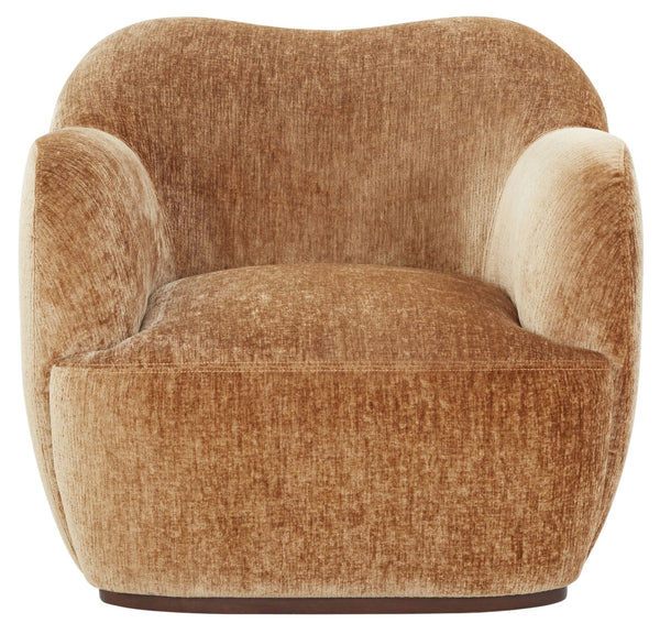 Safavieh Elizandra Chenille Swivel Accent Chair Foam Cushioned Wood Frame for Living Room AMBER SFV5152C