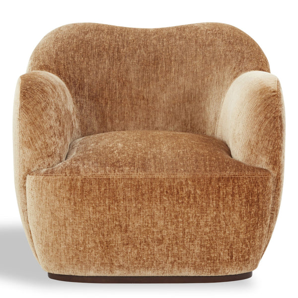 Safavieh Elizandra Chenille Swivel Accent Chair Foam Cushioned Wood Frame for Living Room AMBER SFV5152C
