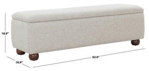 Safavieh Lucija Boucle Upholstered Storage Bench Wood Frame Foam Seat for Bedroom Entryway TAN SFV5153A