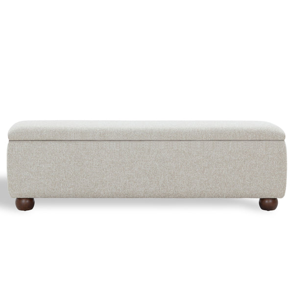 Safavieh Lucija Boucle Upholstered Storage Bench Wood Frame Foam Seat for Bedroom Entryway TAN SFV5153A