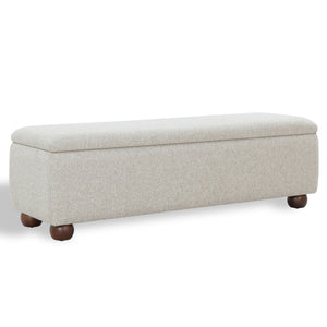 Safavieh Lucija Boucle Upholstered Storage Bench Wood Frame Foam Seat for Bedroom Entryway TAN SFV5153A