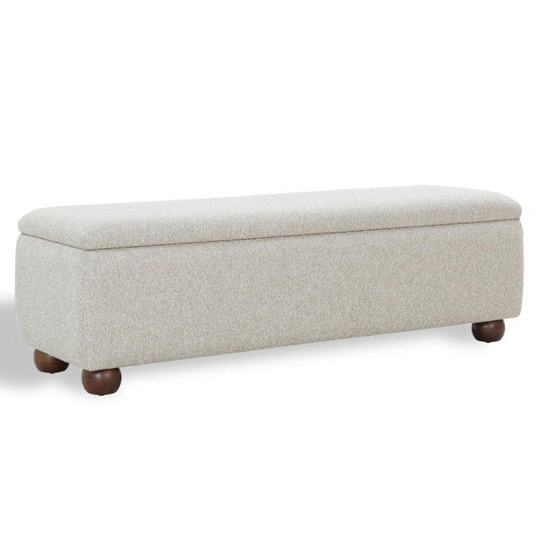 Safavieh Lucija Boucle Upholstered Storage Bench Wood Frame Foam Seat for Bedroom Entryway TAN SFV5153A