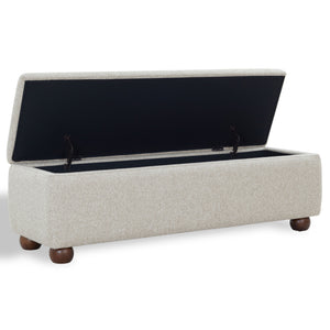 Safavieh Lucija Boucle Upholstered Storage Bench Wood Frame Foam Seat for Bedroom Entryway TAN SFV5153A