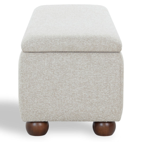 Safavieh Lucija Boucle Upholstered Storage Bench Wood Frame Foam Seat for Bedroom Entryway TAN SFV5153A