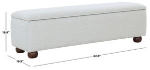 Safavieh Lucija Boucle Upholstered Storage Bench Wood Frame Foam Seat for Bedroom Entryway TAUPE SFV5153B