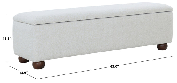 Safavieh Lucija Boucle Upholstered Storage Bench Wood Frame Foam Seat for Bedroom Entryway TAUPE SFV5153B