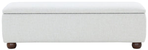 Safavieh Lucija Boucle Upholstered Storage Bench Wood Frame Foam Seat for Bedroom Entryway TAUPE SFV5153B