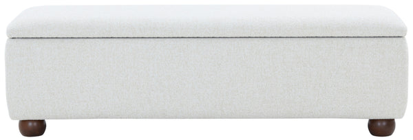 Safavieh Lucija Boucle Upholstered Storage Bench Wood Frame Foam Seat for Bedroom Entryway TAUPE SFV5153B