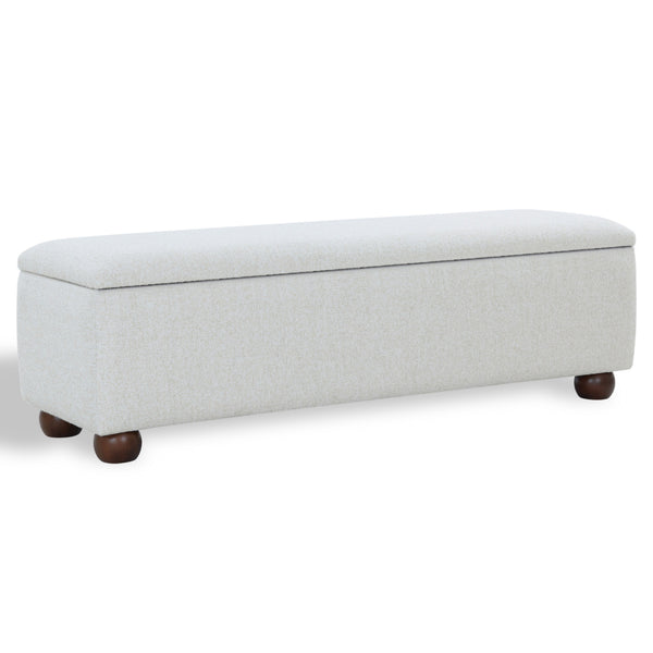 Safavieh Lucija Boucle Upholstered Storage Bench Wood Frame Foam Seat for Bedroom Entryway TAUPE SFV5153B