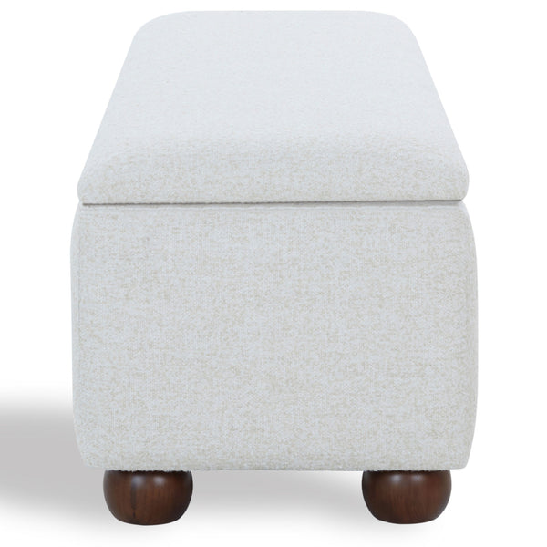 Safavieh Lucija Boucle Upholstered Storage Bench Wood Frame Foam Seat for Bedroom Entryway TAUPE SFV5153B
