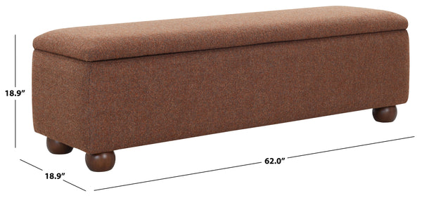 Safavieh Lucija Boucle Upholstered Storage Bench Wood Frame Foam Seat for Bedroom Entryway BURNT ORANGE SFV5153C