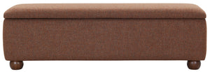 Safavieh Lucija Boucle Upholstered Storage Bench Wood Frame Foam Seat for Bedroom Entryway BURNT ORANGE SFV5153C