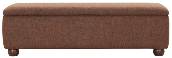 Safavieh Lucija Boucle Upholstered Storage Bench Wood Frame Foam Seat for Bedroom Entryway BURNT ORANGE SFV5153C
