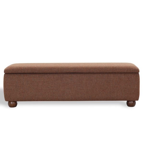 Safavieh Lucija Boucle Upholstered Storage Bench Wood Frame Foam Seat for Bedroom Entryway BURNT ORANGE SFV5153C