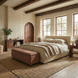 Safavieh Lucija Boucle Upholstered Storage Bench Wood Frame Foam Seat for Bedroom Entryway BURNT ORANGE SFV5153C