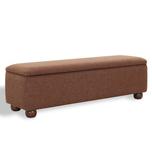 Safavieh Lucija Boucle Upholstered Storage Bench Wood Frame Foam Seat for Bedroom Entryway BURNT ORANGE SFV5153C