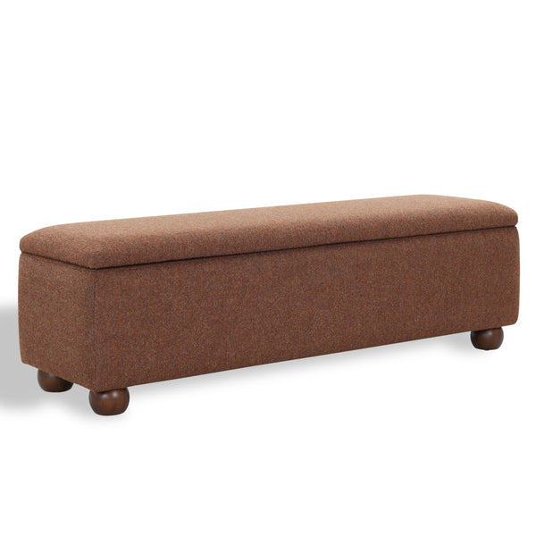 Safavieh Lucija Boucle Upholstered Storage Bench Wood Frame Foam Seat for Bedroom Entryway BURNT ORANGE SFV5153C