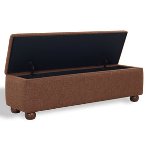 Safavieh Lucija Boucle Upholstered Storage Bench Wood Frame Foam Seat for Bedroom Entryway BURNT ORANGE SFV5153C