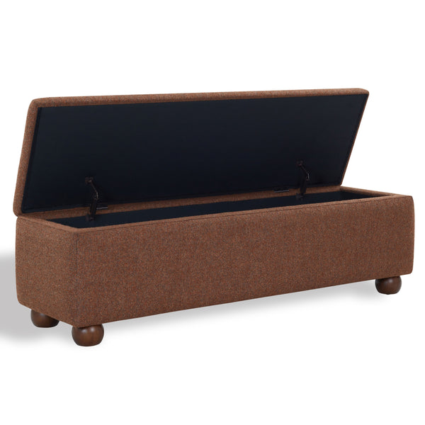 Safavieh Lucija Boucle Upholstered Storage Bench Wood Frame Foam Seat for Bedroom Entryway BURNT ORANGE SFV5153C