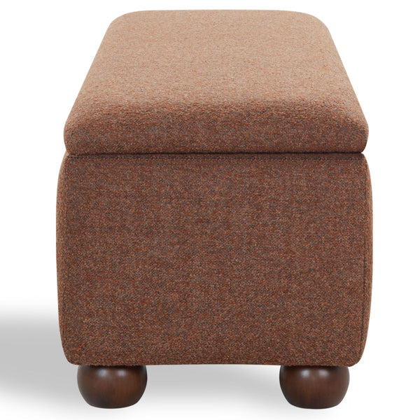 Safavieh Lucija Boucle Upholstered Storage Bench Wood Frame Foam Seat for Bedroom Entryway BURNT ORANGE SFV5153C