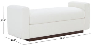 Safavieh Joanndria Fabric Upholstered Bench with Walnut Wood Legs for Bedroom or Entryway WHITE / WALNUT SFV5154A