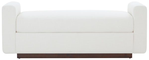 Safavieh Joanndria Fabric Upholstered Bench with Walnut Wood Legs for Bedroom or Entryway WHITE / WALNUT SFV5154A
