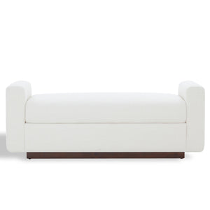 Safavieh Joanndria Fabric Upholstered Bench with Walnut Wood Legs for Bedroom or Entryway WHITE / WALNUT SFV5154A