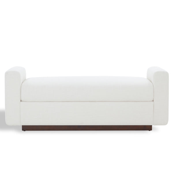 Safavieh Joanndria Fabric Upholstered Bench with Walnut Wood Legs for Bedroom or Entryway WHITE / WALNUT SFV5154A