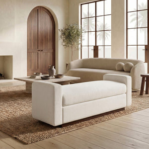 Safavieh Joanndria Fabric Upholstered Bench with Walnut Wood Legs for Bedroom or Entryway WHITE / WALNUT SFV5154A