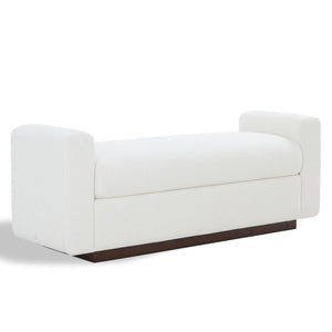 Safavieh Joanndria Fabric Upholstered Bench with Walnut Wood Legs for Bedroom or Entryway WHITE / WALNUT SFV5154A