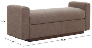 Safavieh Joanndria Fabric Upholstered Bench with Walnut Wood Legs for Bedroom or Entryway BROWN / WALNUT SFV5154B