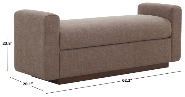 Safavieh Joanndria Fabric Upholstered Bench with Walnut Wood Legs for Bedroom or Entryway BROWN / WALNUT SFV5154B