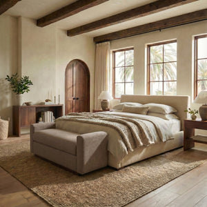 Safavieh Joanndria Fabric Upholstered Bench with Walnut Wood Legs for Bedroom or Entryway BROWN / WALNUT SFV5154B