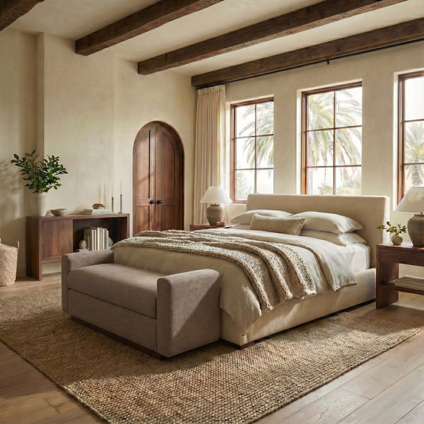 Safavieh Joanndria Fabric Upholstered Bench with Walnut Wood Legs for Bedroom or Entryway BROWN / WALNUT SFV5154B