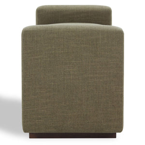 Safavieh Joanndria Fabric Upholstered Bench with Walnut Wood Legs for Bedroom or Entryway OLIVE GREEN / WALNUT SFV5154C