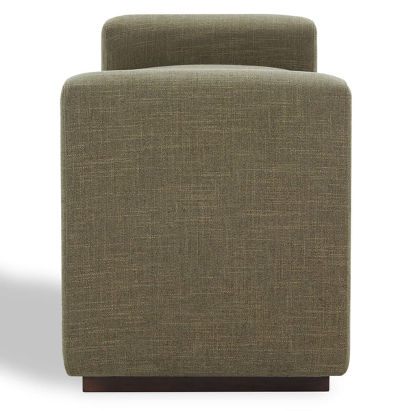 Safavieh Joanndria Fabric Upholstered Bench with Walnut Wood Legs for Bedroom or Entryway OLIVE GREEN / WALNUT SFV5154C