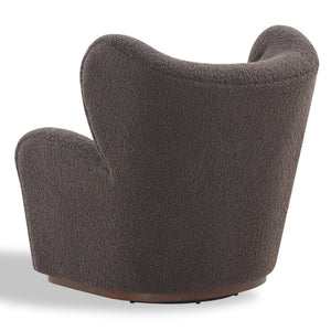 Safavieh Galloway Wingback Swivel Accent Chair Plush Teddy Fabric Over Rubberwood Frame DARK BROWN SFV5155A