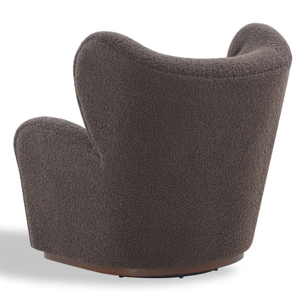 Safavieh Galloway Wingback Swivel Accent Chair Plush Teddy Fabric Over Rubberwood Frame DARK BROWN SFV5155A
