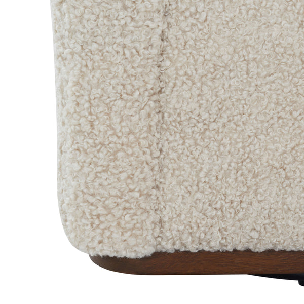 Safavieh Galloway Wingback Swivel Accent Chair Plush Teddy Fabric Over Rubberwood Frame OFF WHITE SFV5155B